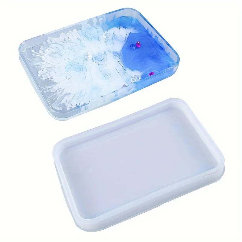Nouveau design de moule en résine pour plateau rectangulaire, moules en silicone robustes avec bords, grands moules pour plateau à roulettes.