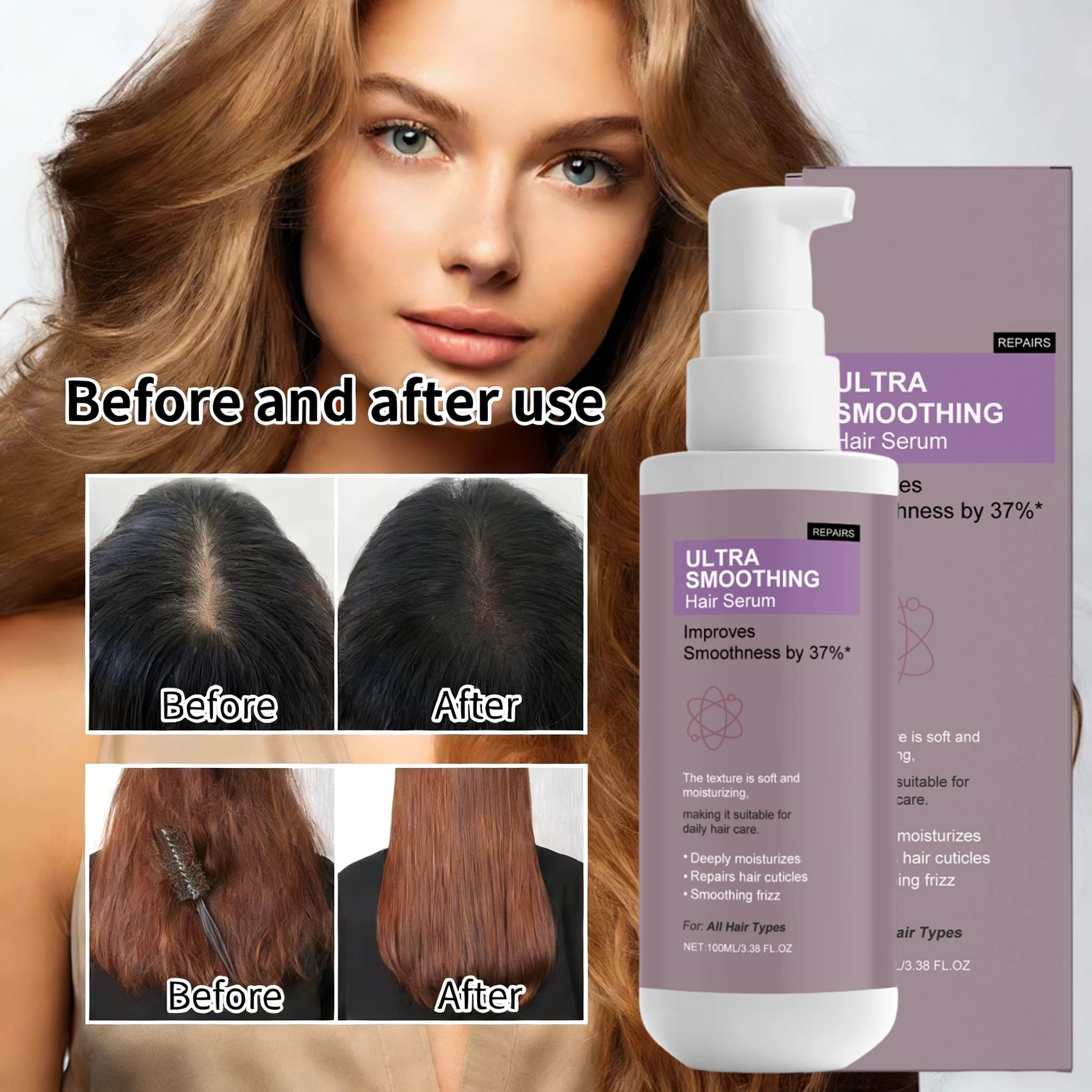 Huile capillaire bio à l'huile de Jojoba et au Squalane, soin réparateur doux pour cheveux secs et abîmés, réduit la chute des cheveux, lisse et redonne brillance et densité
