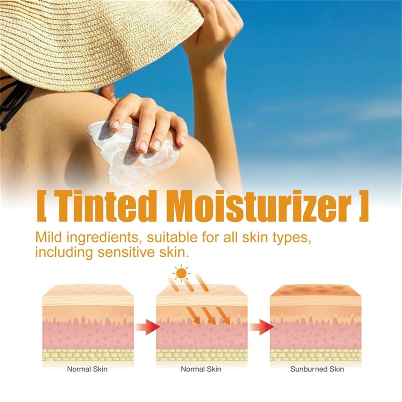 Crème solaire teintée SPF50, hydratante, Protection de la peau, maquillage rafraîchissant, résistante aux UV, imperméable et durable