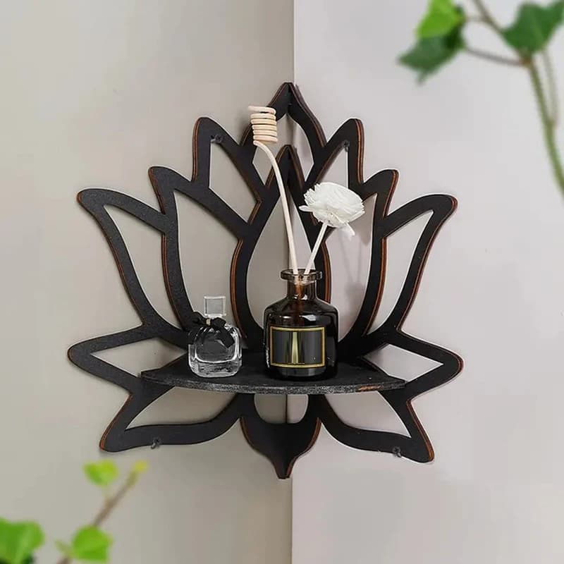 Support décoratif creux en bois Lotus, organisateur d'aromathérapie, bougeoir d'huile essentielle, étagère murale, étagère d'angle