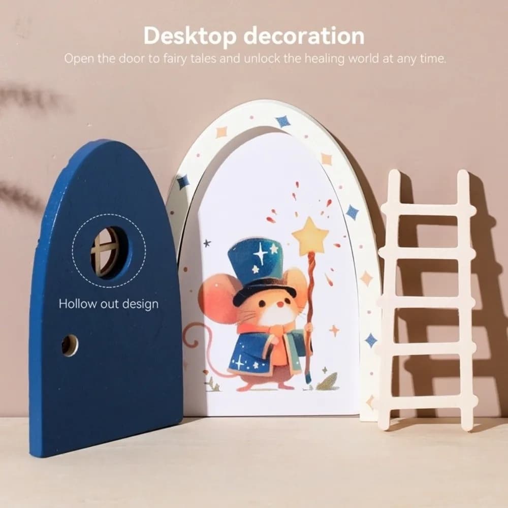 Décorations de maison de poupée qui brillent dans le noir, créatives et amusantes, porte de fée elfe en bois, mini trou de souris