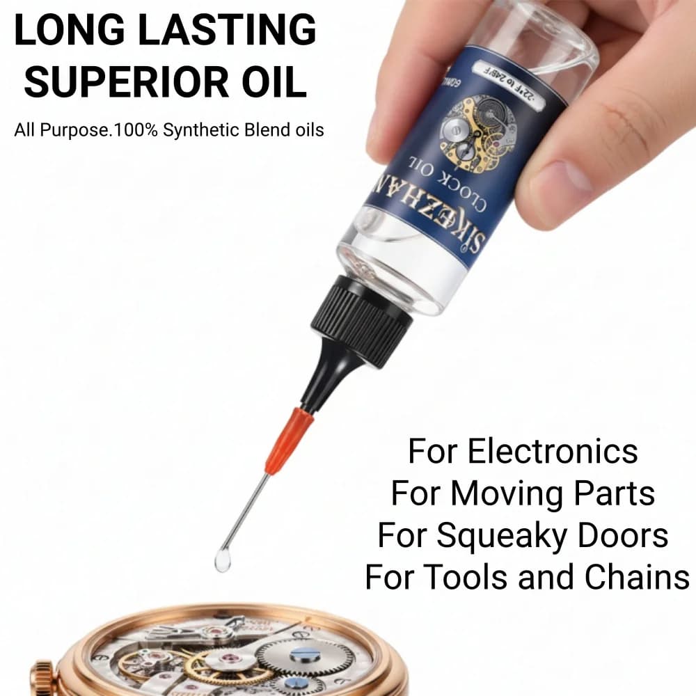 Huile d'horloges synthétique de qualité supérieure – Lubrification durable pour horloges anciennes et modernes – 60 ml avec applicateur de précision