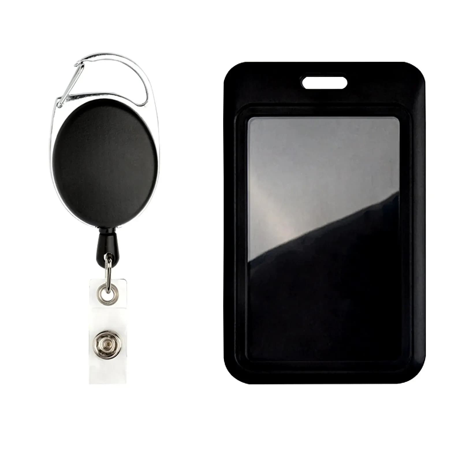 Bobine de badge rétractable noire avec porte-badge de carte nominative, bobine de badge médical pour infirmière, fournitures d'hôpital, lanière de bobine de badge