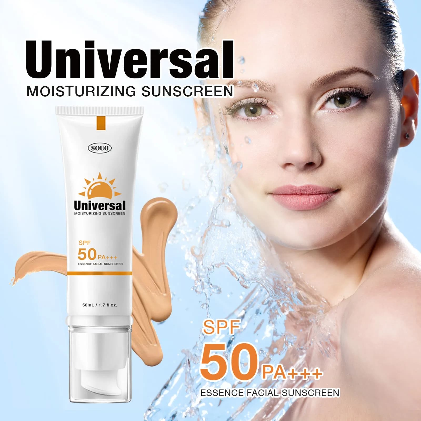 Crème solaire teintée SPF50, hydratante, Protection de la peau, maquillage rafraîchissant, résistante aux UV, imperméable et durable