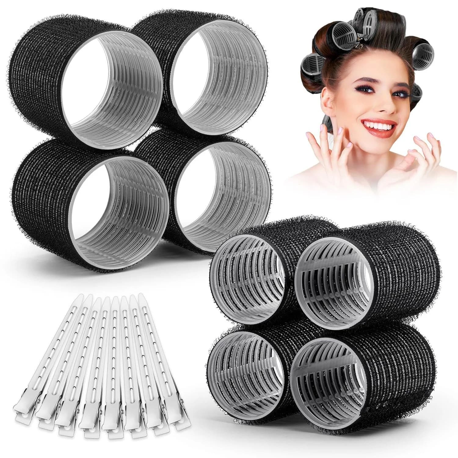 Rouleaux de bouclage de cheveux de différentes tailles pour la coiffure paresseuse bricolage, bigoudis à frange d'air, outil de bouclage de cheveux en plastique