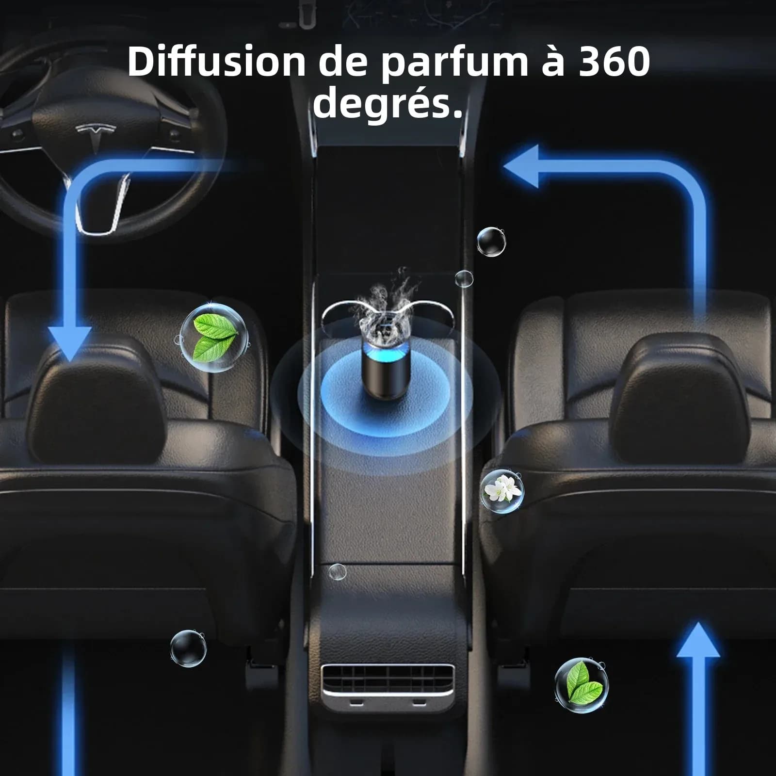 Nouveau diffuseur d'aromathérapie intelligent pour voiture, purificateur d'air (brumisateur) avec lumières colorées, humidificateur pour la maison et le bureau