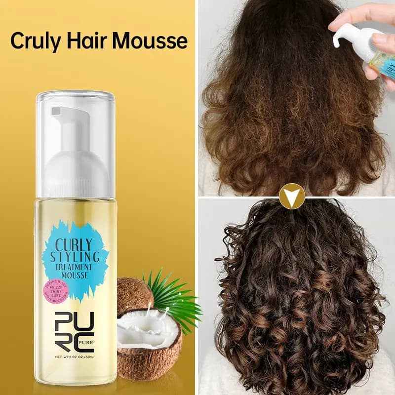 PURC-Après-shampoing pour cheveux bouclés sans rinçage, crème de traitement pour cheveux abîmés, lissant brillant, réparateur professionnel, produits de soins capillaires magiques