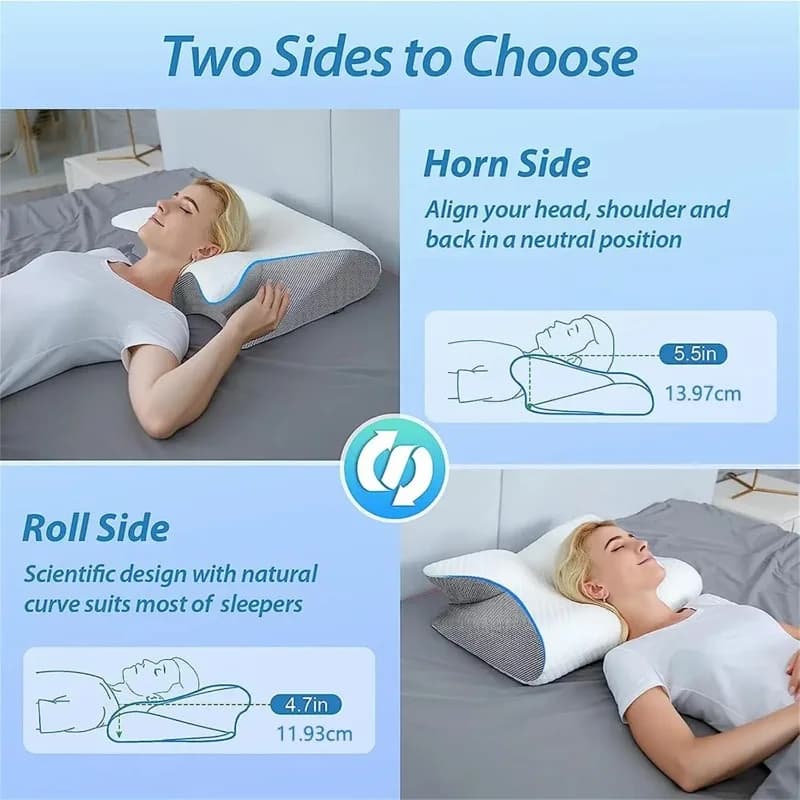 Oreiller d'apnée du sommeil, oreiller cervical amélioré en mousse à mémoire de forme pour l'apnée du sommeil, pour dormeurs latéraux, dormeurs du dos, dormeurs du ventre gris