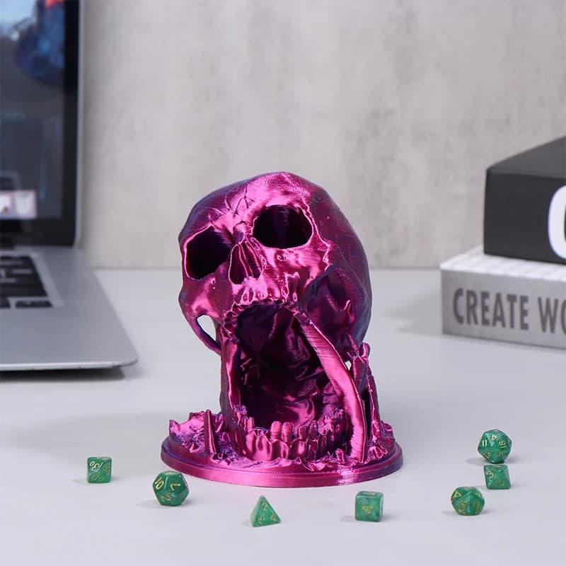 Tour de dés à tête de mort imprimée en 3D