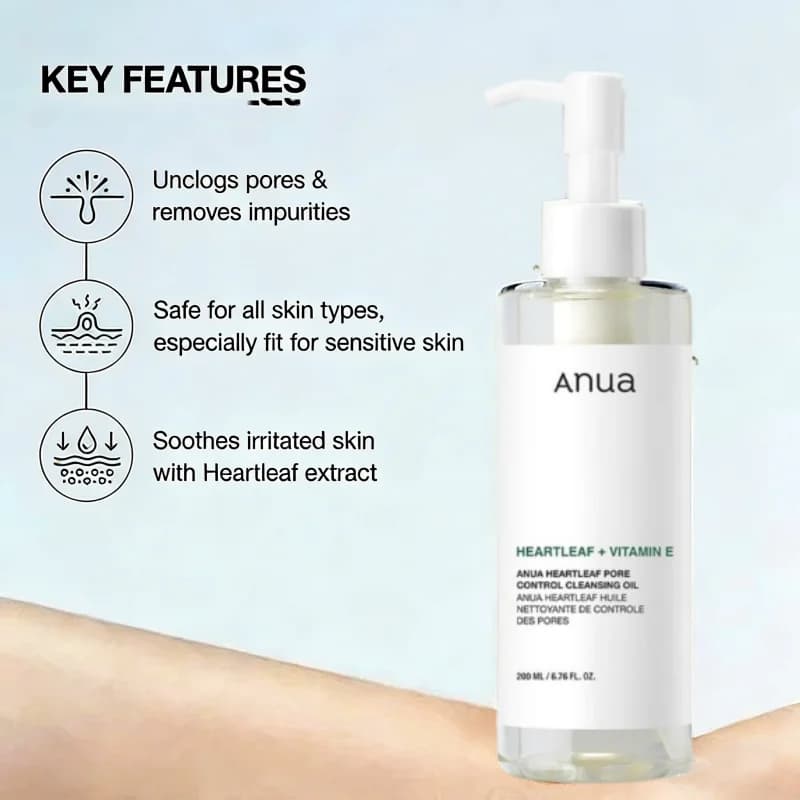 Ensemble de soins coréens ANUA Heartleaf 77 : Tonique apaisant pour l'acné, lotion quotidienne, mousse nettoyante en profondeur et huile nettoyante pour le visage