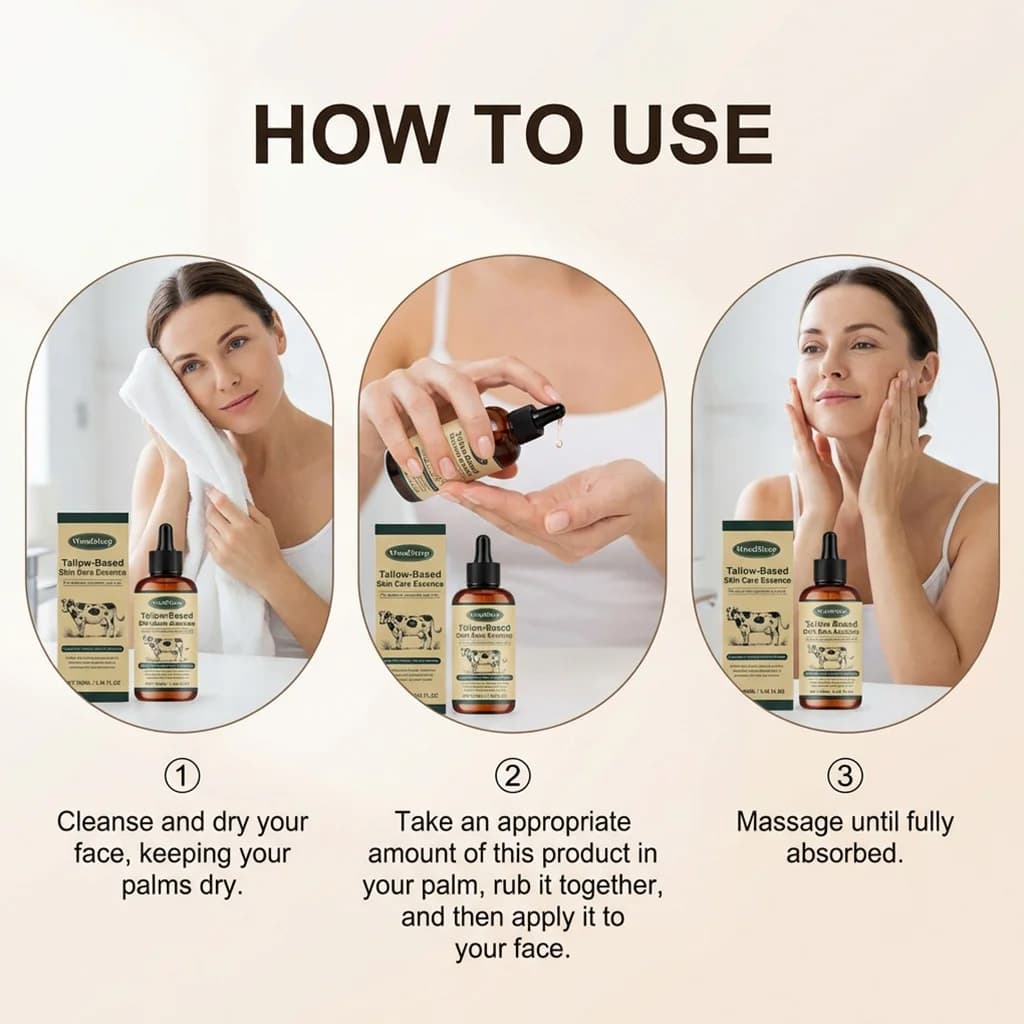 Huile pour le visage au suif de bœuf, soin hivernal, remède pour peaux sèches, hydratation intense, hydratant à base d'huile, hydratation longue durée
