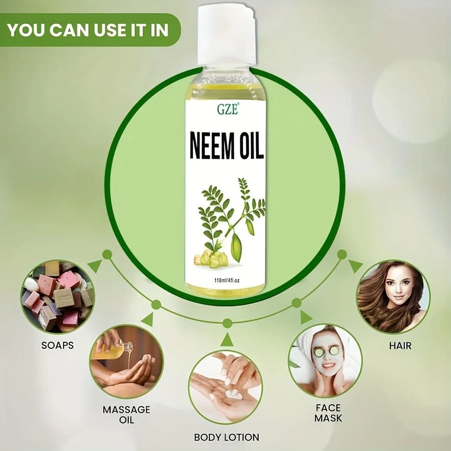 Huile de GZE Neem pour la peau, la croissance des cheveux non dilueuse pressée à froid, utilisée pour les cheveux, la peau et les ongles