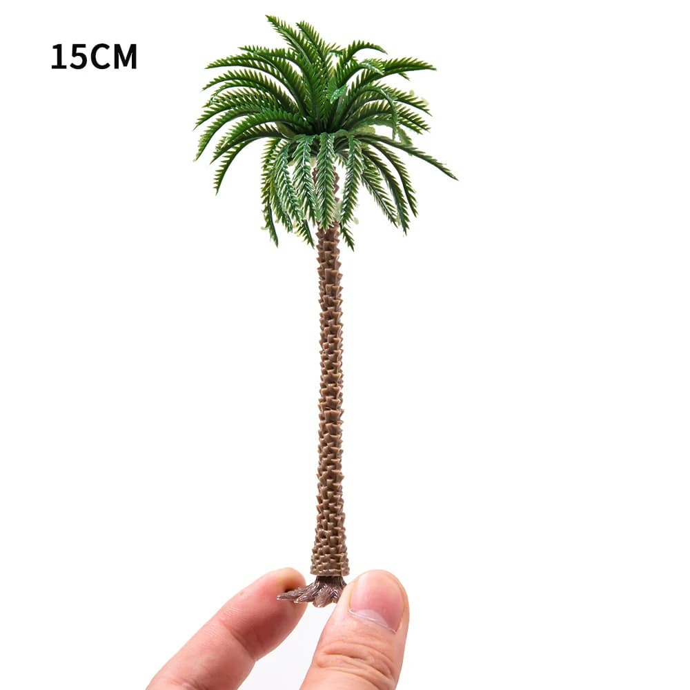 Hauteur 6-15 cm cocotier palmier modèle bricolage parc forêt tropicale Train chemin de fer décoration bâtiment paysage Miniature arbre 5 pièces