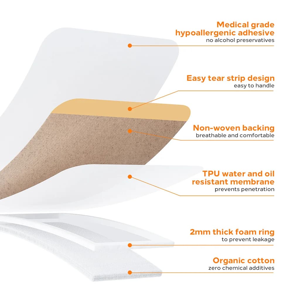 Patchs d'huile de ricin jetables en coton biologique, tampons auto-adhésifs pour nombril, Anti-fuite, respirants, 50/30/10 pièces
