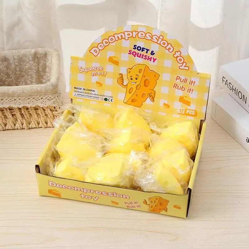Jouet sensoriel anti-stress en forme de fromage à remontée lente, doux et compressible