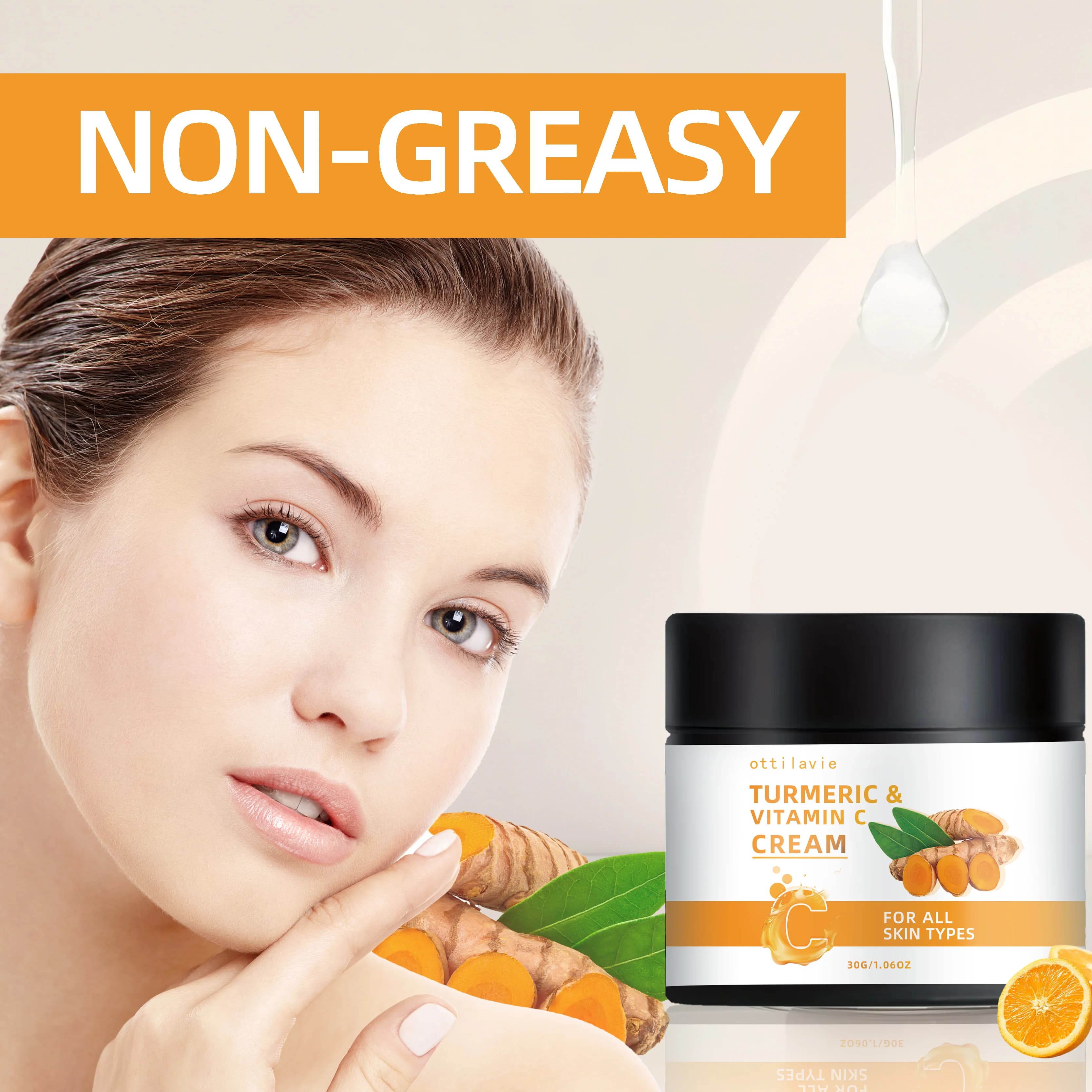 Crème au curcuma et à la vitamine C – Nutrition légère pour le visage et le cou