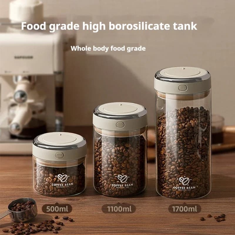 Bocaux de stockage des aliments, conservation des grains de café scellés sous vide, étanche à l'humidité, récipient hermétique pour céréales, collations, sucre