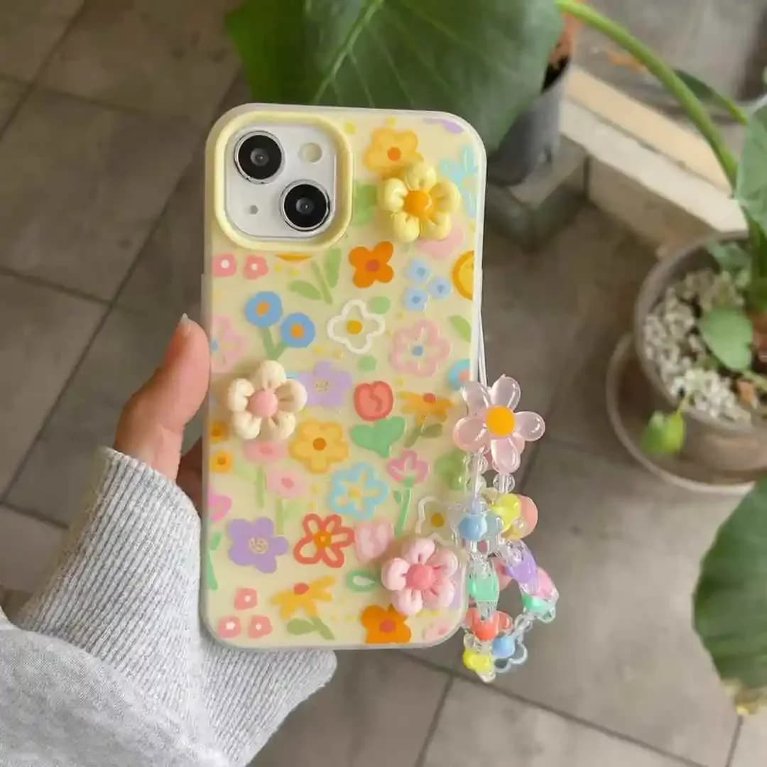 Coque de téléphone avec motif floral et peinture à l'huile