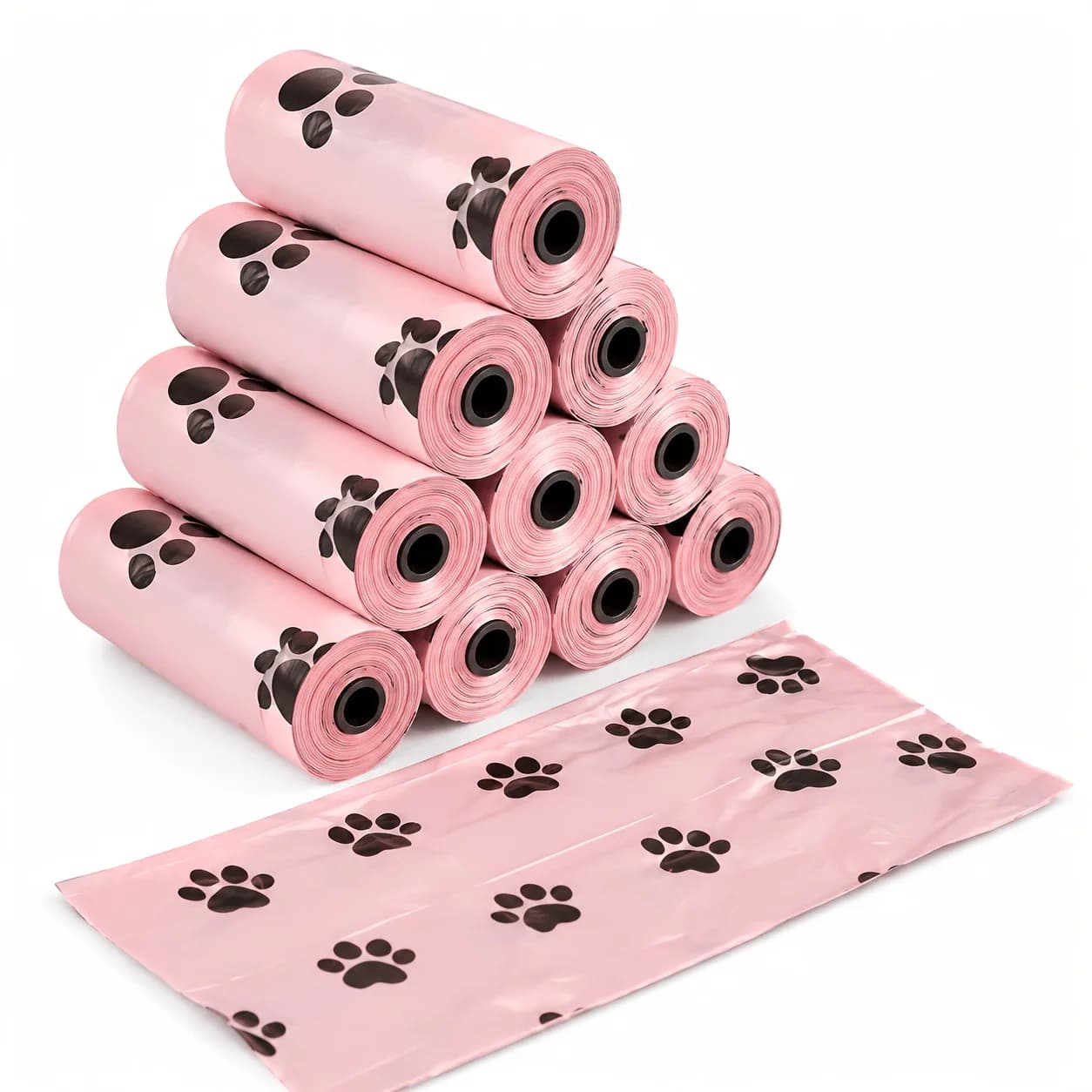 pink20rolls Biodégradable, avec motif de patte - polyéthylène épais pour un nettoyage facile, une durabilité et une haute qualité, adapté
