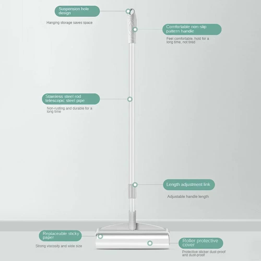 Rouleau adhésif anti-poils, rouleau extensible pour enlever les poils, rouleau adhésif amovible pour enlever les poils du sol