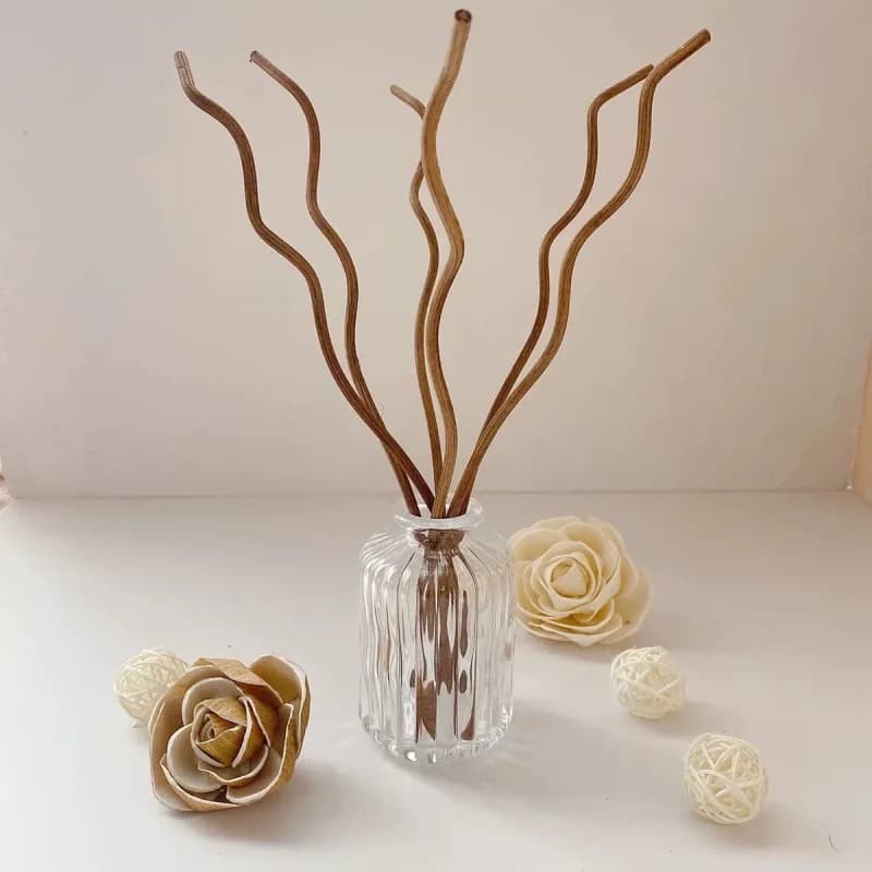 20 bâtonnets diffuseurs de parfum en rotin, longs et ondulés, pour diffuseur d'huiles essentielles, décoration intérieure, parfum XXT002