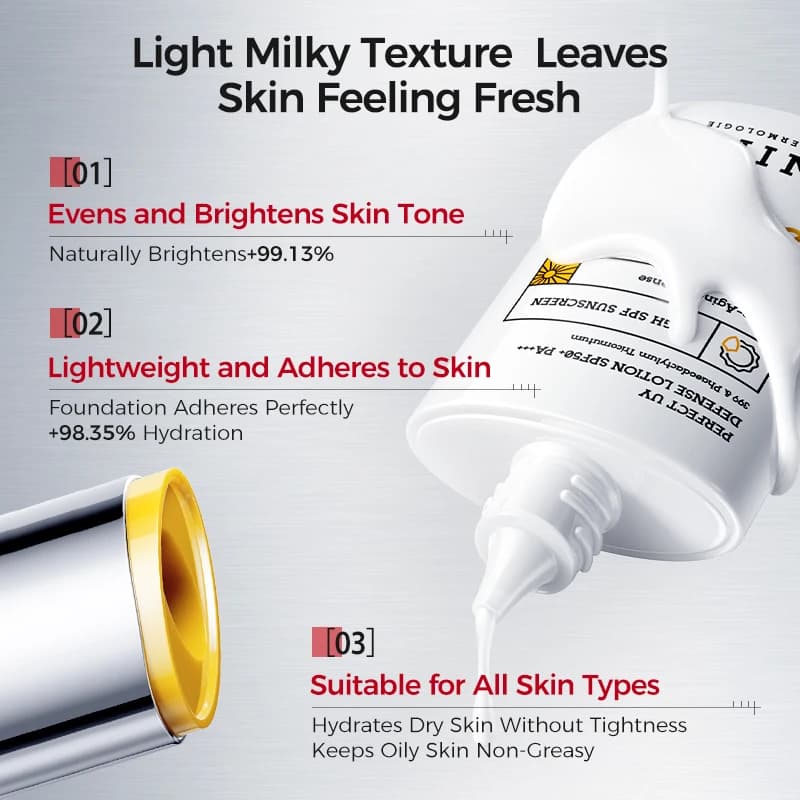 Crème solaire faciale SPF50+ | Protection UV à large spectre, légère, non grasse, hydratante et éclaircissante, 45g