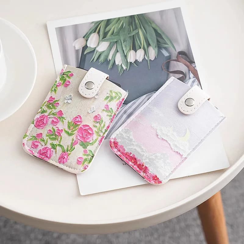 Porte-cartes unisexe multi-motifs de style peinture à l'huile artistique, étui pour cartes mince en cuir PU