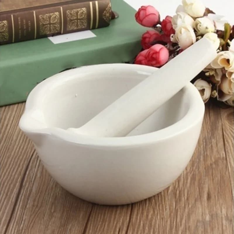 Mini moulins de 6ml avec bols à mortier de pilon, ensemble de bols de broyage de mélange de mortier et de mortier en porcelaine véritable
