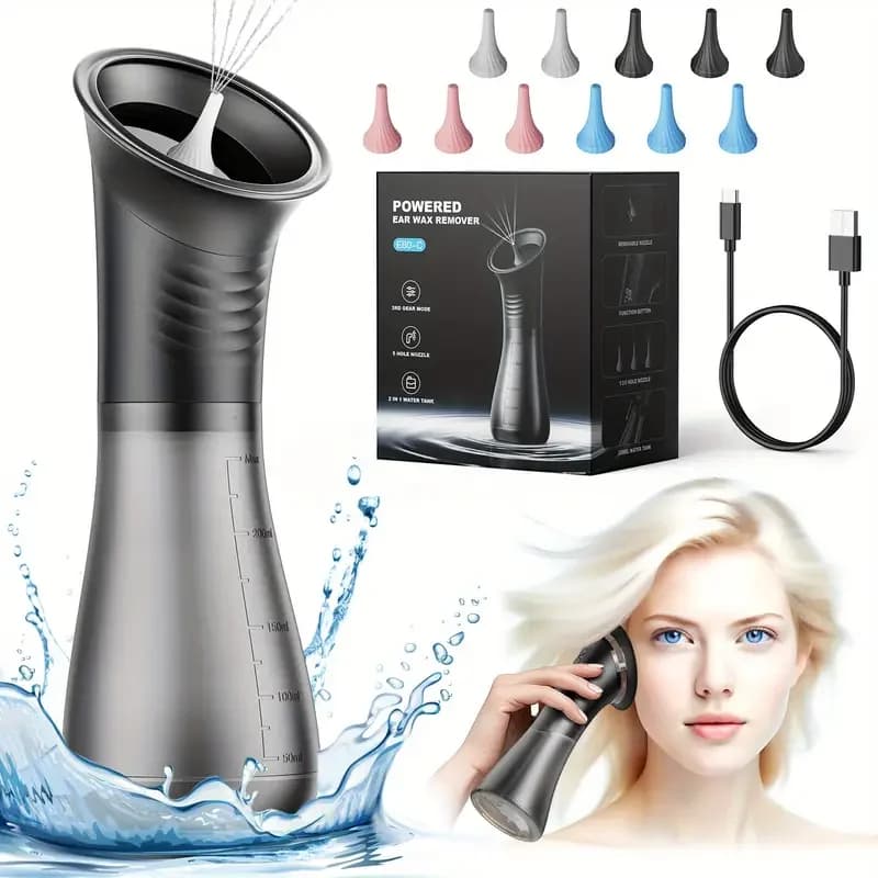 Élimination améliorée du cérumen avec réservoir d'eau usée, nettoyeur d'oreille de sécurité avec capteur de température de l'eau, Kit d'irrigation auditive efficace
