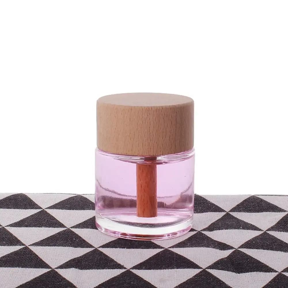 Bouteilles diffuseur de parfum en verre de 50 ml avec bouchon en bois, rechargeables, pour bricolage, pots diffuseurs de parfum, bouteilles d'aromathérapie pour voiture, bouteilles transparentes