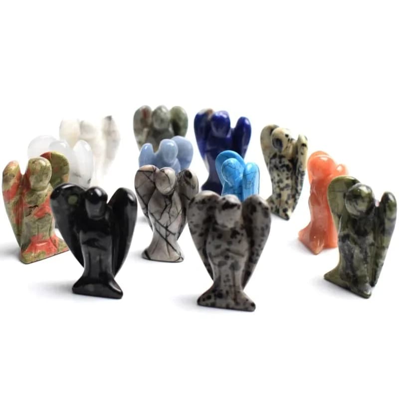 Figurine d'ange gardien de 1.5 pouces, ornements en cristal de guérison naturelle, décor de salle en pierre, cadeau artisanal d'étude, bibelot, décoration de la maison