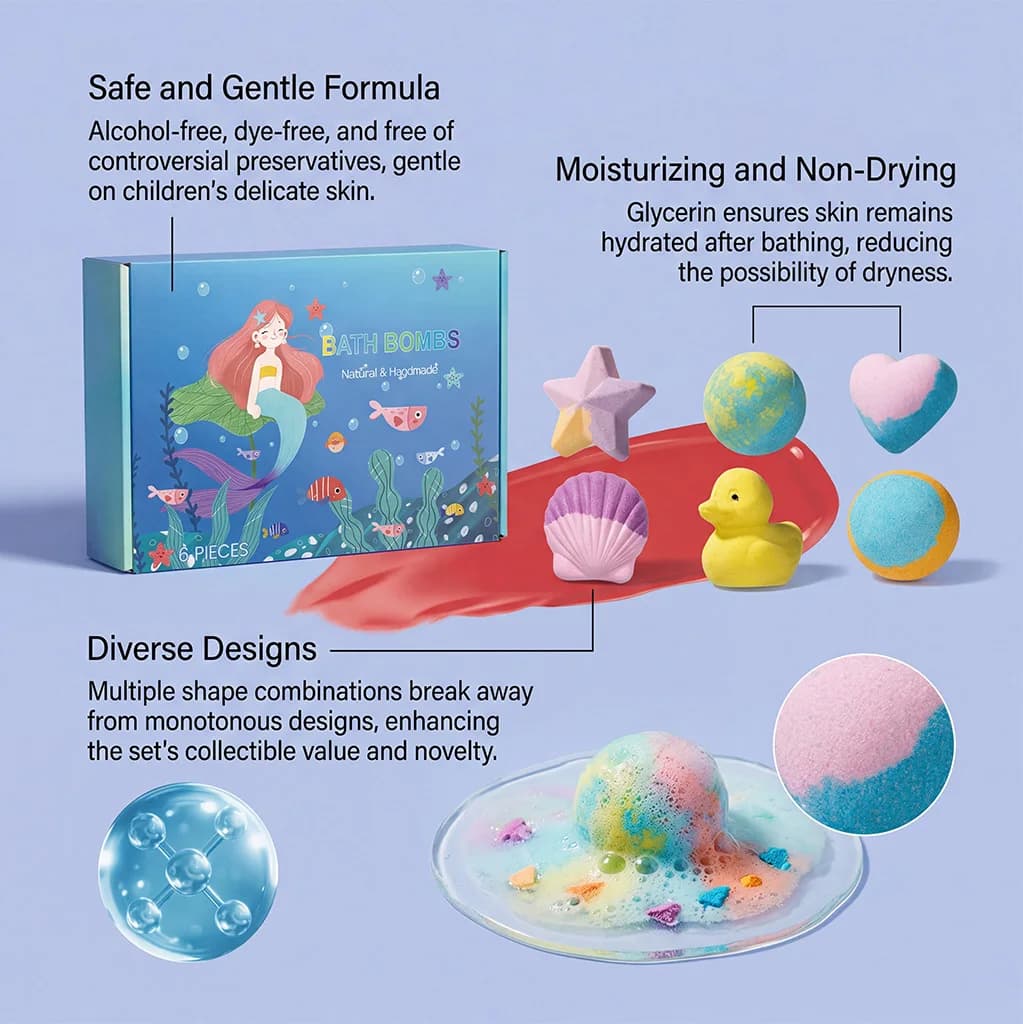 Kit de boules de bain au sel de mer, huile essentielle, adoucissante, kératine, élimine les peaux mortes, pour enfants, accessoires de bombes de bain hydratantes