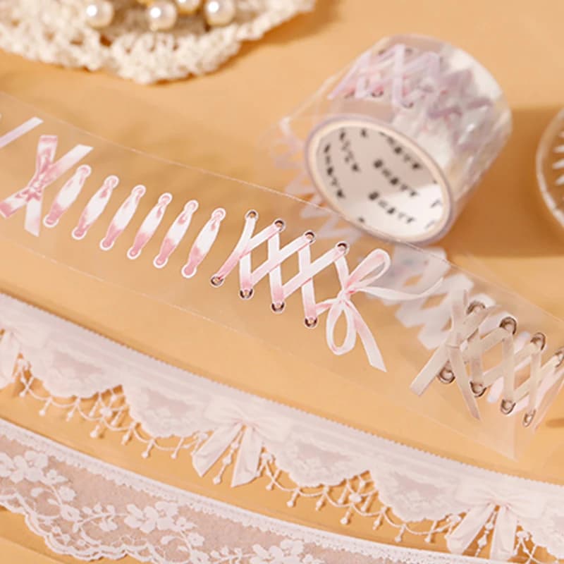3 Rouleaux de Ruban Washi Imitation Dentelle Style Palais Français, Élégants Autocollants en Dentelle Blanche pour Décoration de Journal Créatif