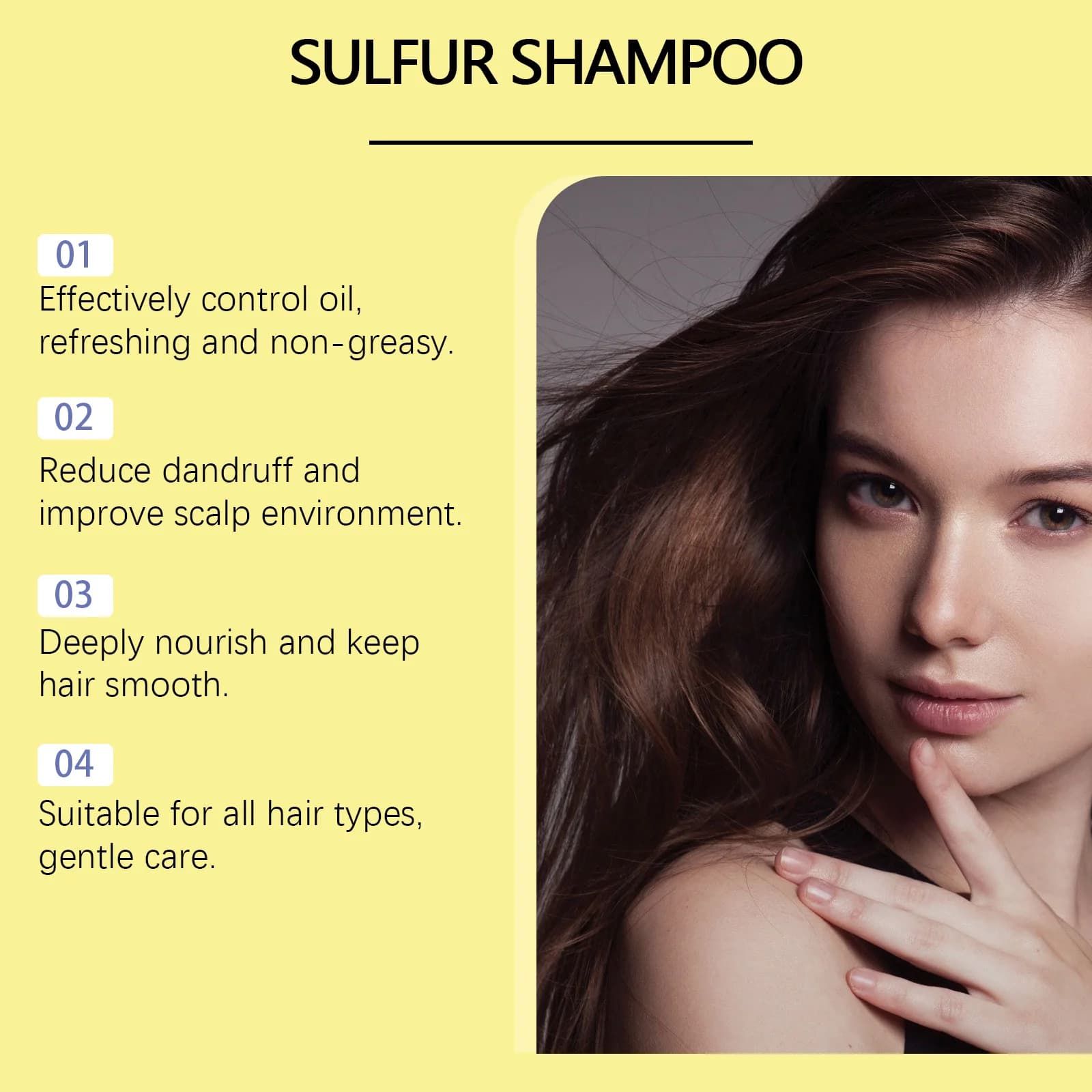 Shampoo au Soufre EELHOE Contrôle du Sébum Hydratant Nettoyage des Cheveux Prévention de la Chute des Cheveux Brillance Rafraîchissant Anti-Pelliculaire