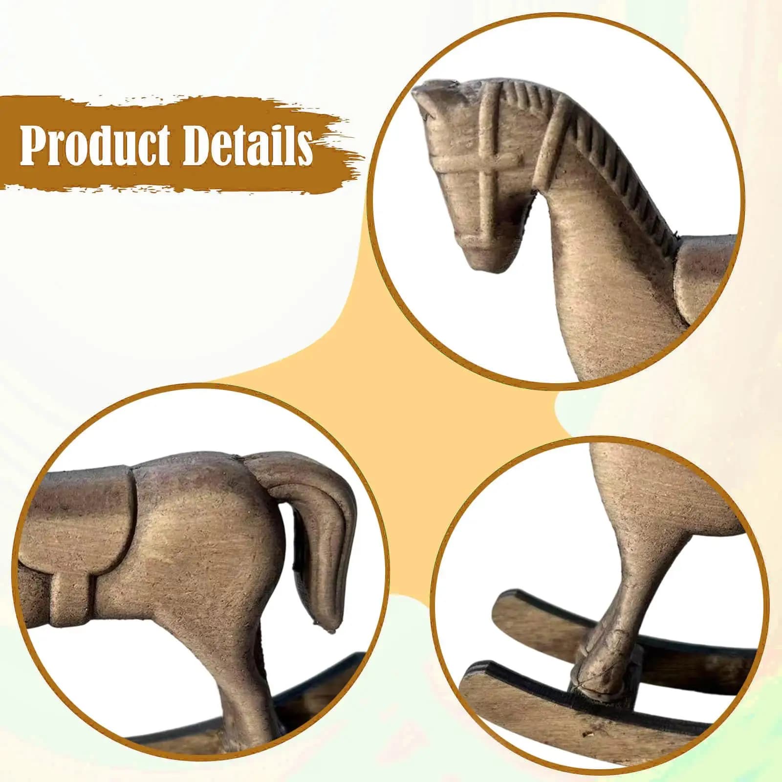 Décoration de cheval à bascule en bois, ornement de Statue de cheval en bois pour salon, bibliothèque, chambre à coucher, fêtes de bureau