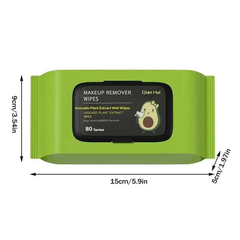 Lingettes démaquillantes parfumées à l'avocat, nettoyage en profondeur de la peau du visage, éliminent en douceur le maquillage, hypoallergéniques, hydratantes, pratiques pour les voyages