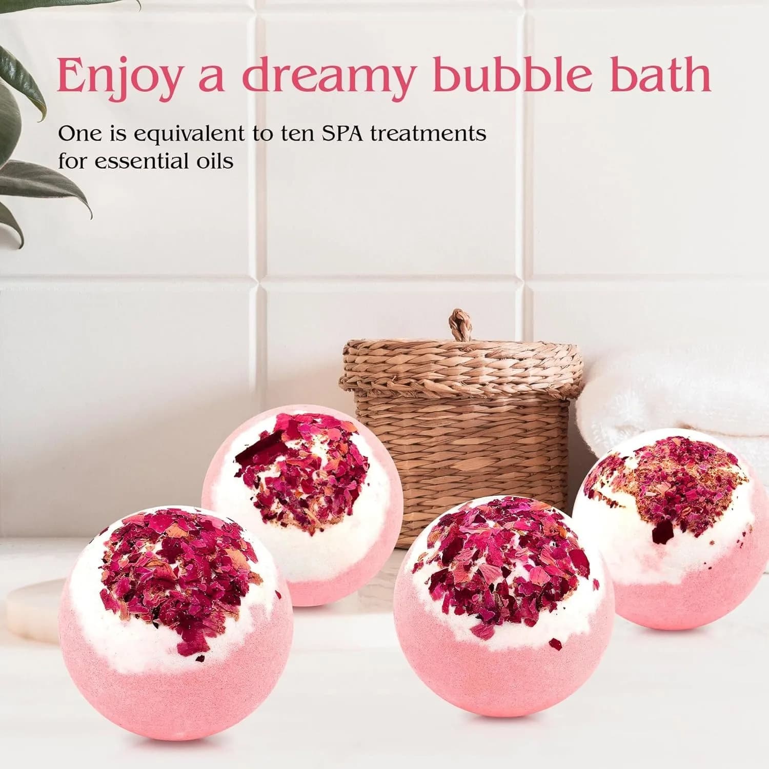 Bombes de bain à fleurs séchées, boules de sel, extrait de Rose, huiles essentielles, hydratant, peau sèche, pétillante, Spa, soins de Relaxation, bombe de bain à bulles