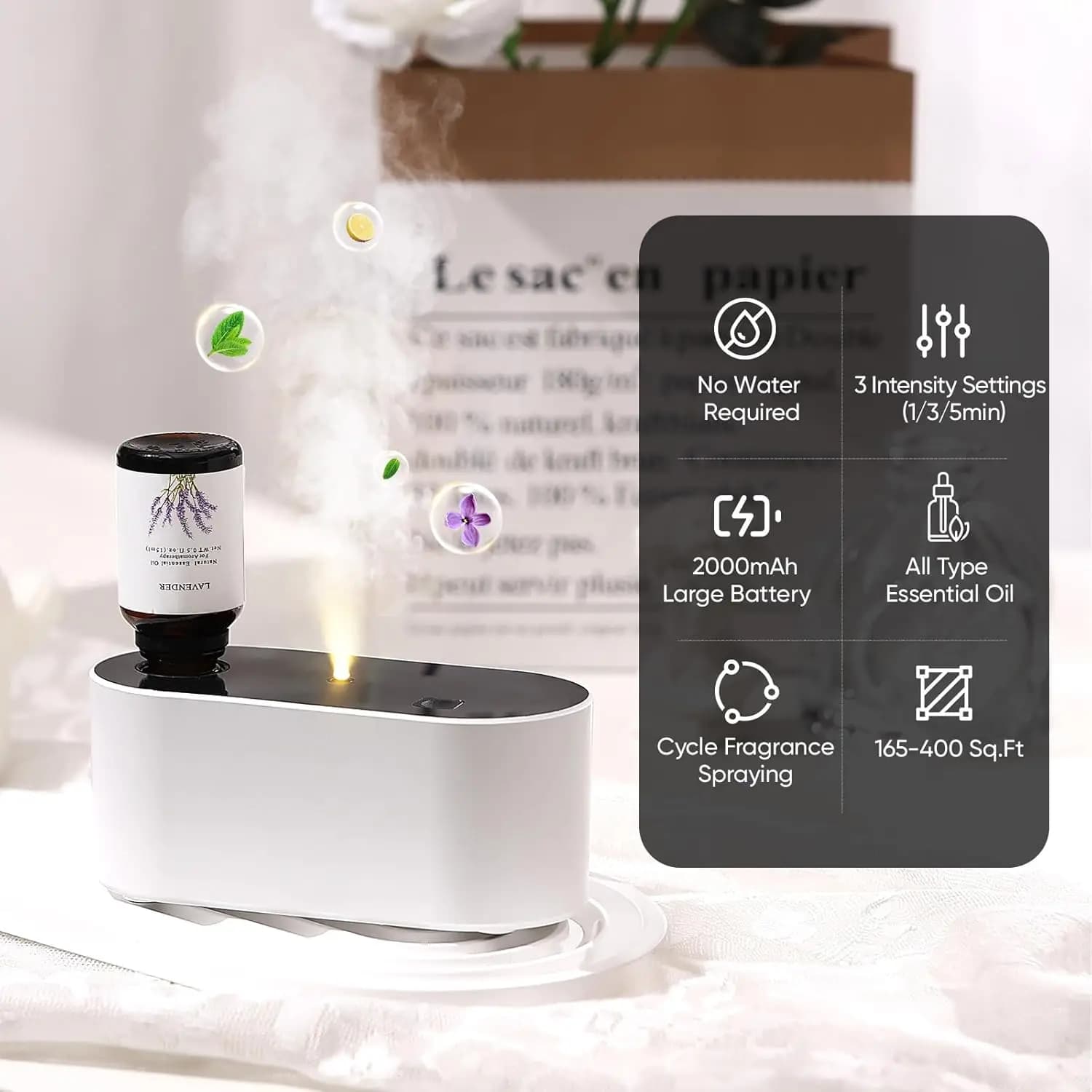 Nouveau diffuseur sans eau 2026 pour huiles essentielles, diffuseur d'arômes à piles, mini diffuseurs d'arômes