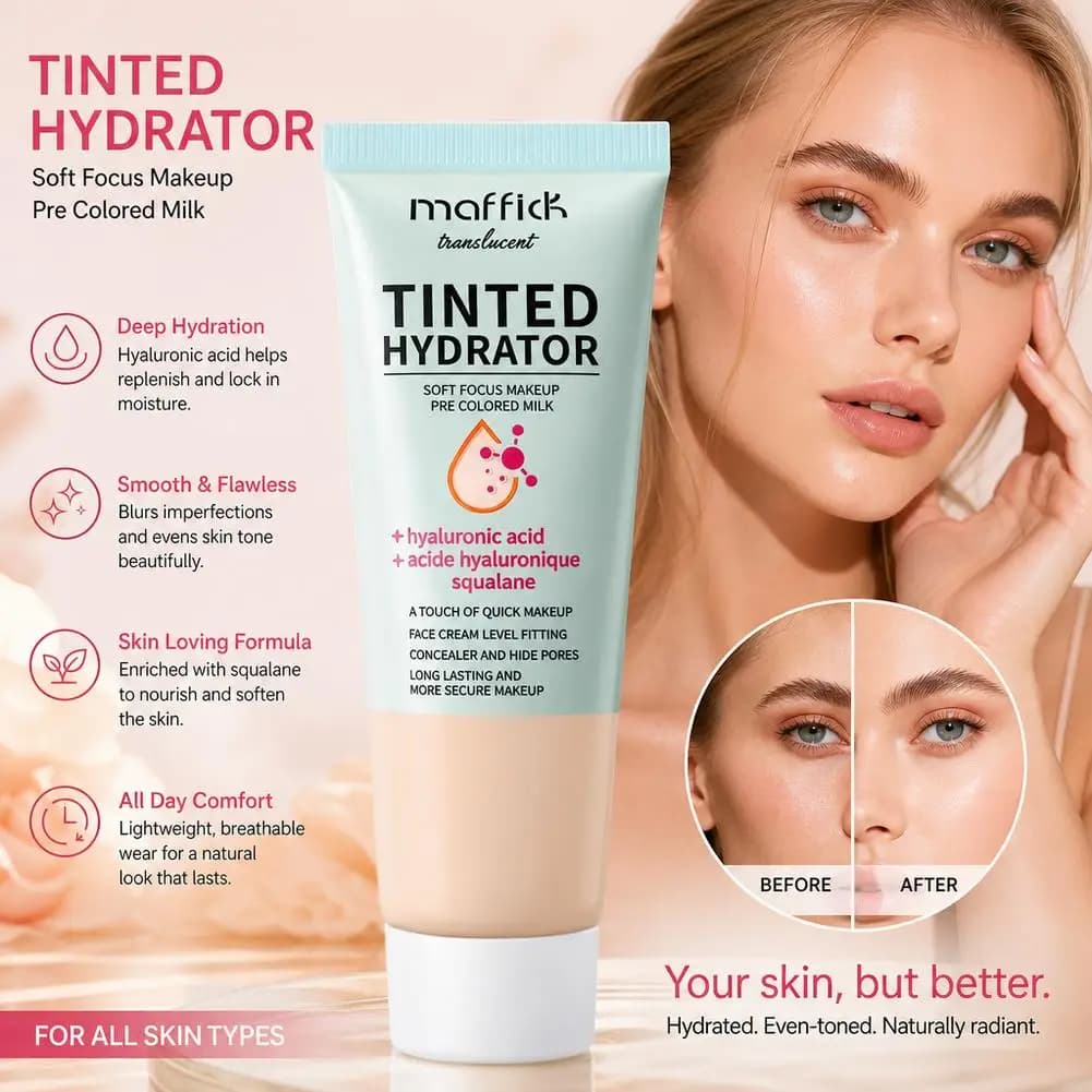 Crème hydratante teintée, couvrance modulable, hydratation intense, teint uniforme, fini semi-mat, crème hydratante pour le maquillage