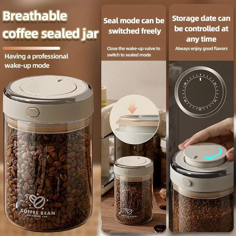 Bocaux de stockage des aliments, conservation des grains de café scellés sous vide, étanche à l'humidité, récipient hermétique pour céréales, collations, sucre