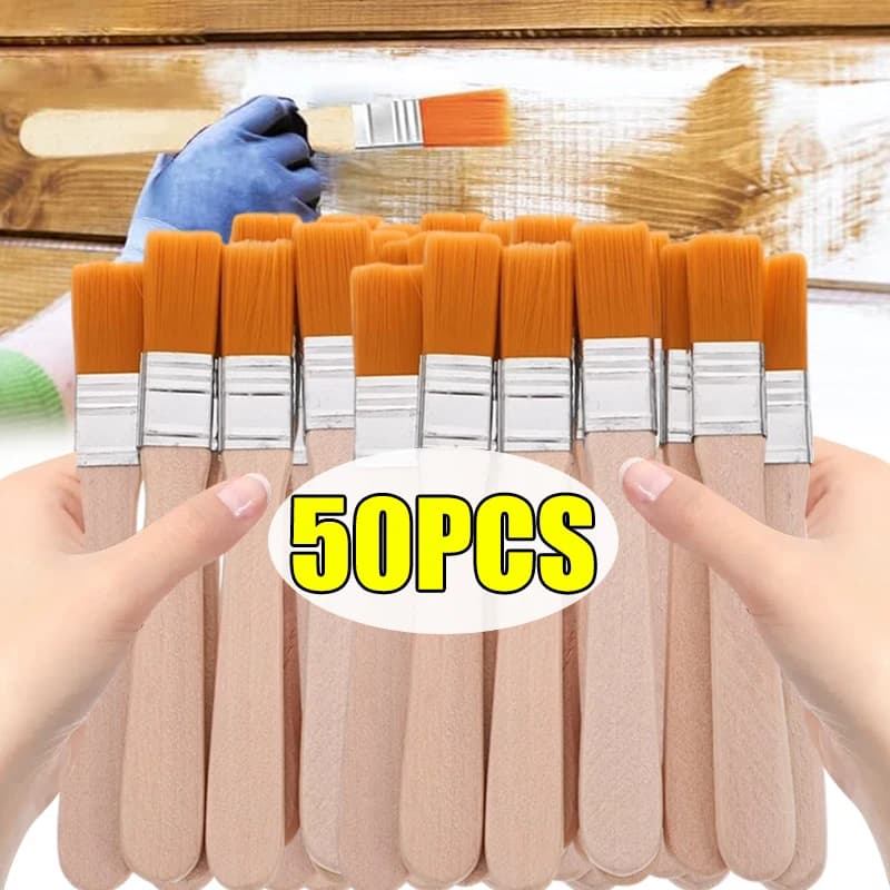Ensemble de pinceaux de nettoyage à manche en bois pour peinture à l'huile, aquarelle, outils de peinture pour meubles, armoires et petits bordures