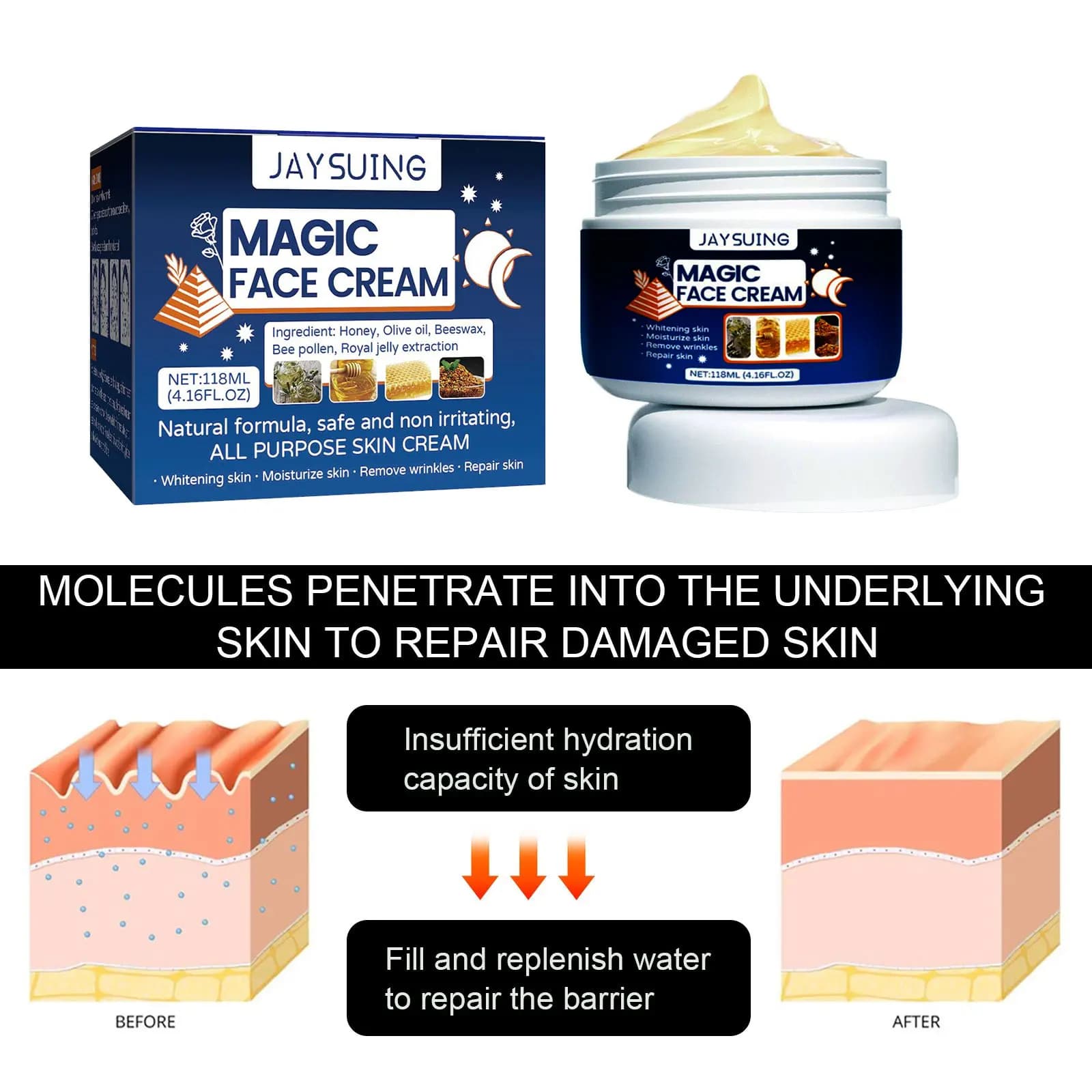 Crème magique de rajeunissement du visage, élimination des rides, ridules, éclaircit le teint, réparation de la Texture de la peau, sérum hydratant nourrissant pour le visage