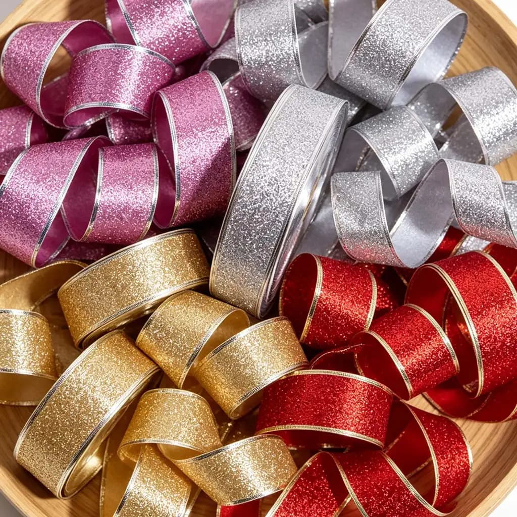 Ruban en poudre d'or brillant, décoration de vacances, emballage cadeau, pliable, fait à la main, production d'artisanat de bricolage, 50mm, 2m par rouleau