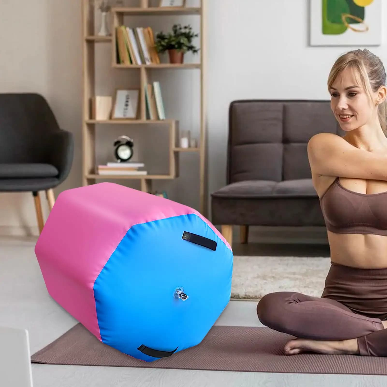 Rouleau d'air gonflable souple antidérapant, pour l'entraînement physique, Yoga à domicile, exercice de pratique en intérieur et en extérieur