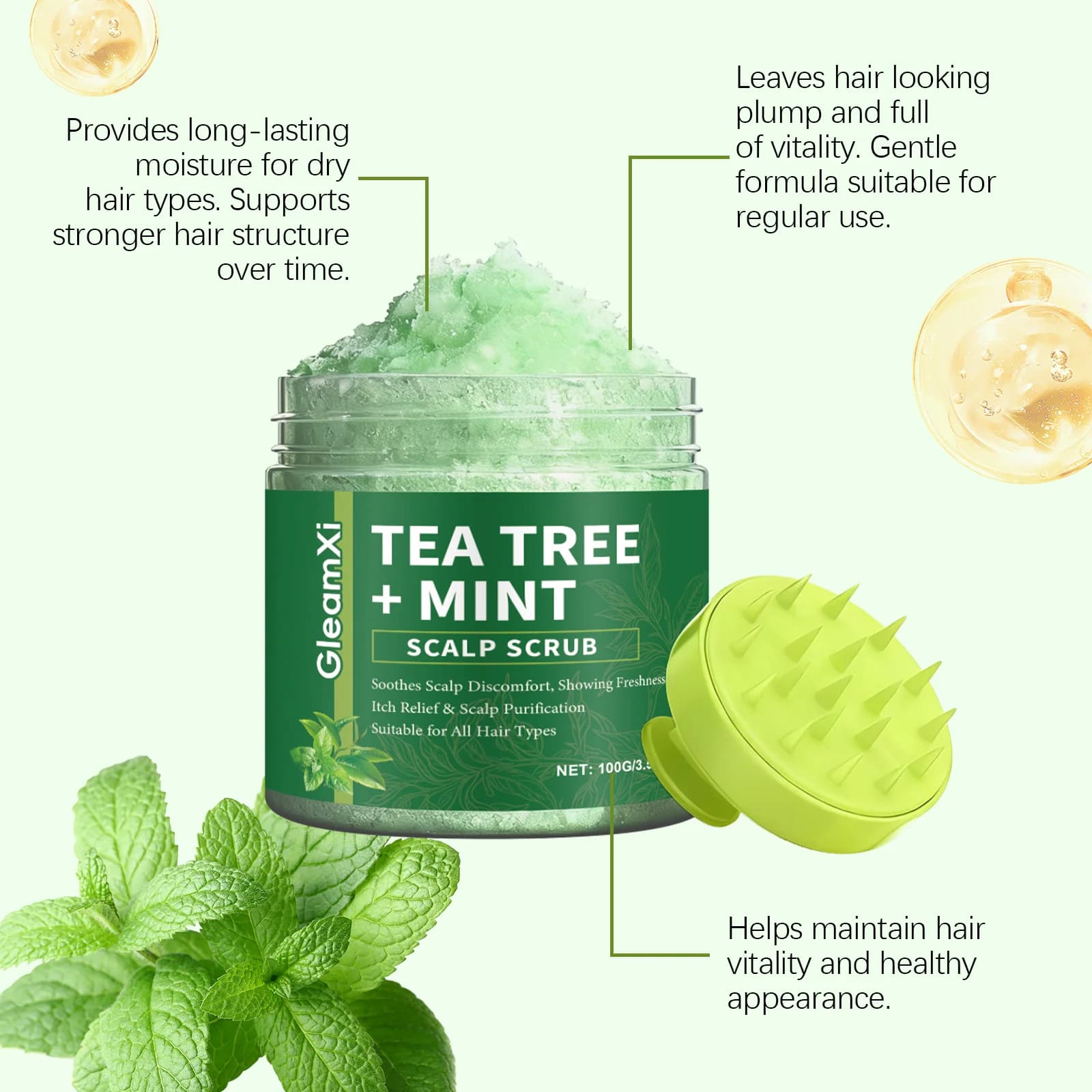Shampooing Nettoyant en Profondeur au Théier pour le Cuir Chevelu, Anti-Pelliculaire, Contrôle du Sébum, Rafraîchissant, Anti-Casse, Apaisant et Nourrissant, pour des Cheveux Volumineux