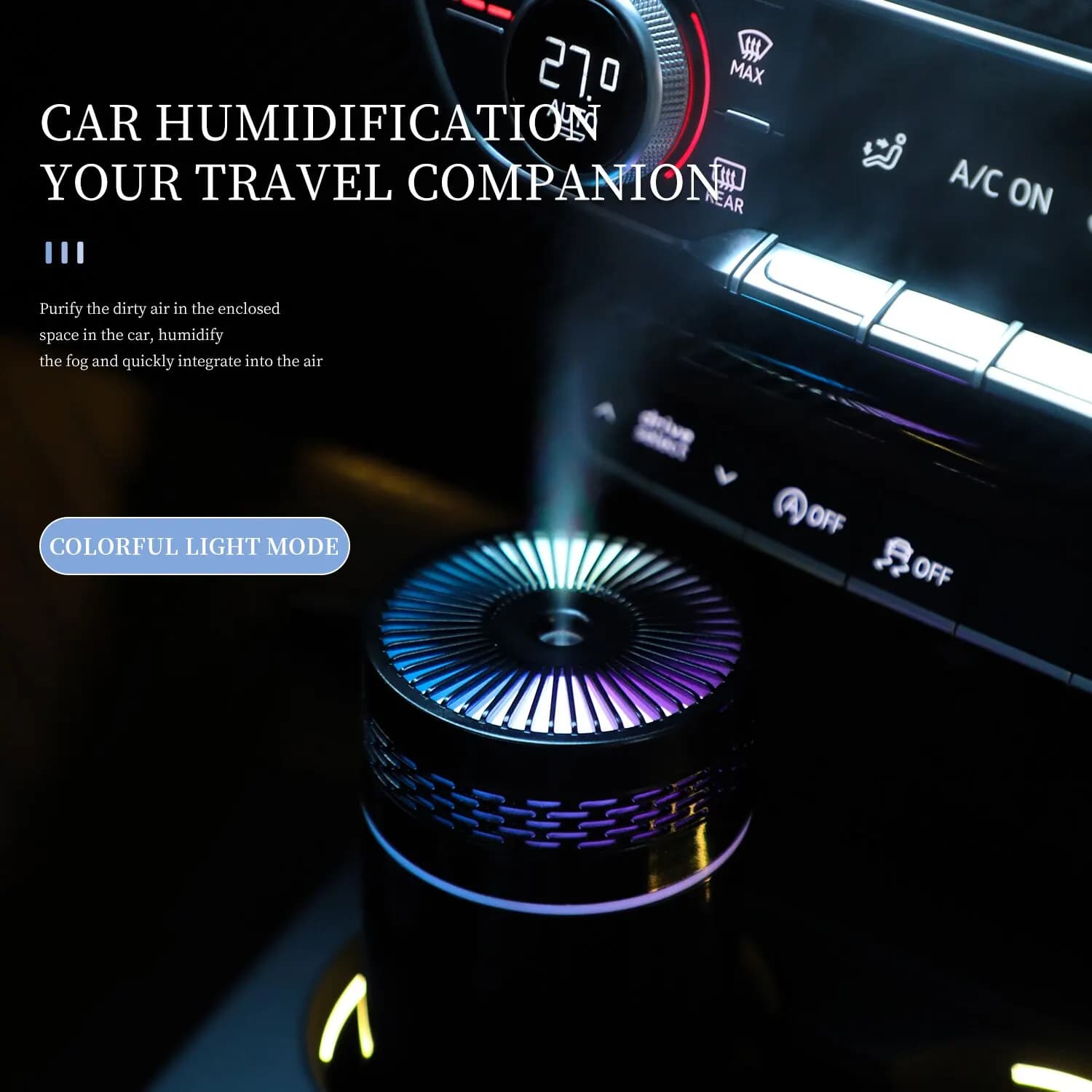 Mini humidificateur d'air de voiture portable avec lumière LED, brumisateur de pulvérisation, diffuseur d'huiles essentielles USB 62, chambre et voyage, 250ml