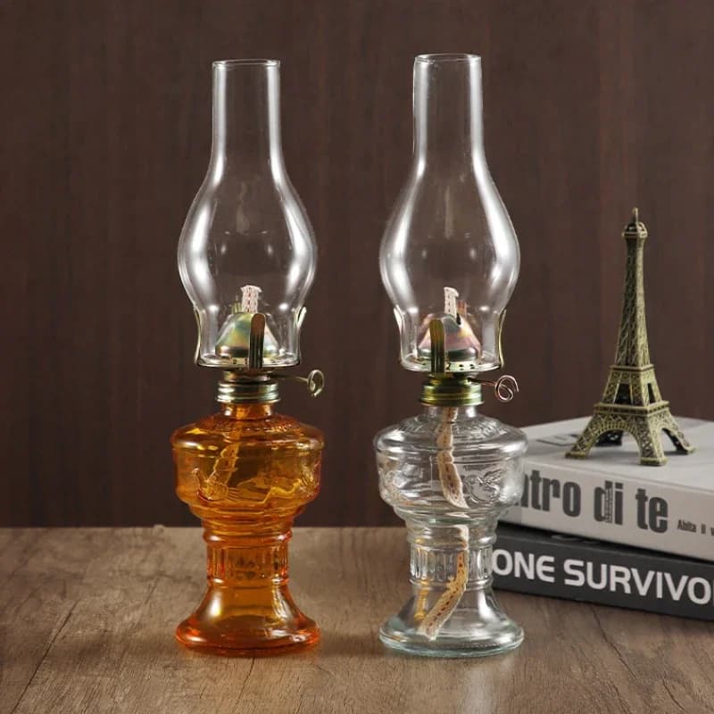 Lampe à huile rustique lanterne Vintage verre kérosène
