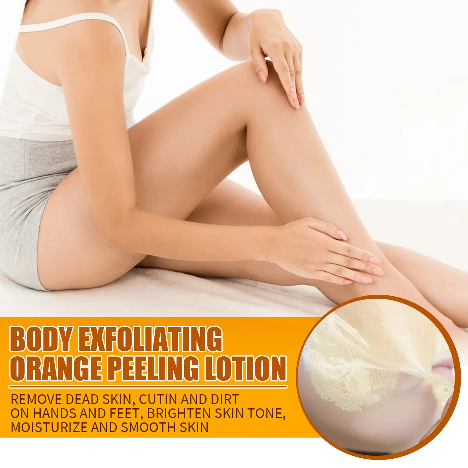 Lotion exfoliante à l'orange pour peaux foncées, éclaircissante, élimine les peaux mortes, nettoyante, hydratante, illuminatrice, huile exfoliante puissante