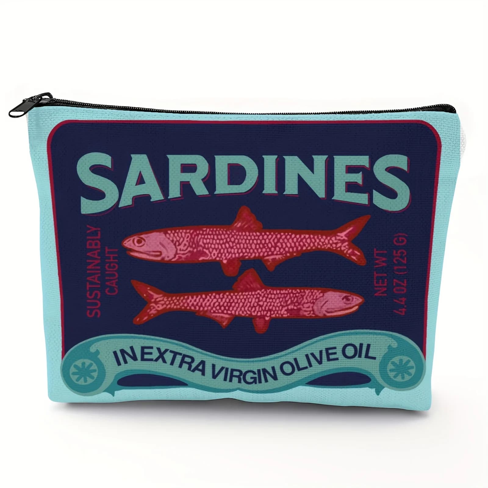 Trousse de maquillage unisexe légère et durable – Design vintage Sardines Olive Oil