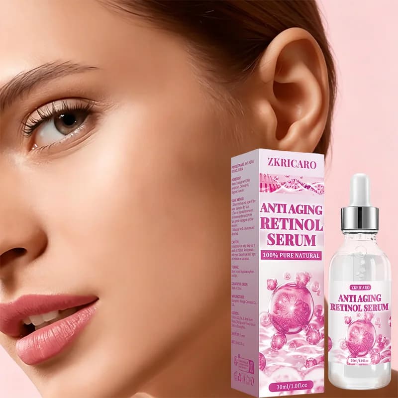Sérum anti-âge au rétinol, hydratant et adoucissant quotidien hautement efficace, améliore l'élasticité de la peau, créant un aspect jeune.